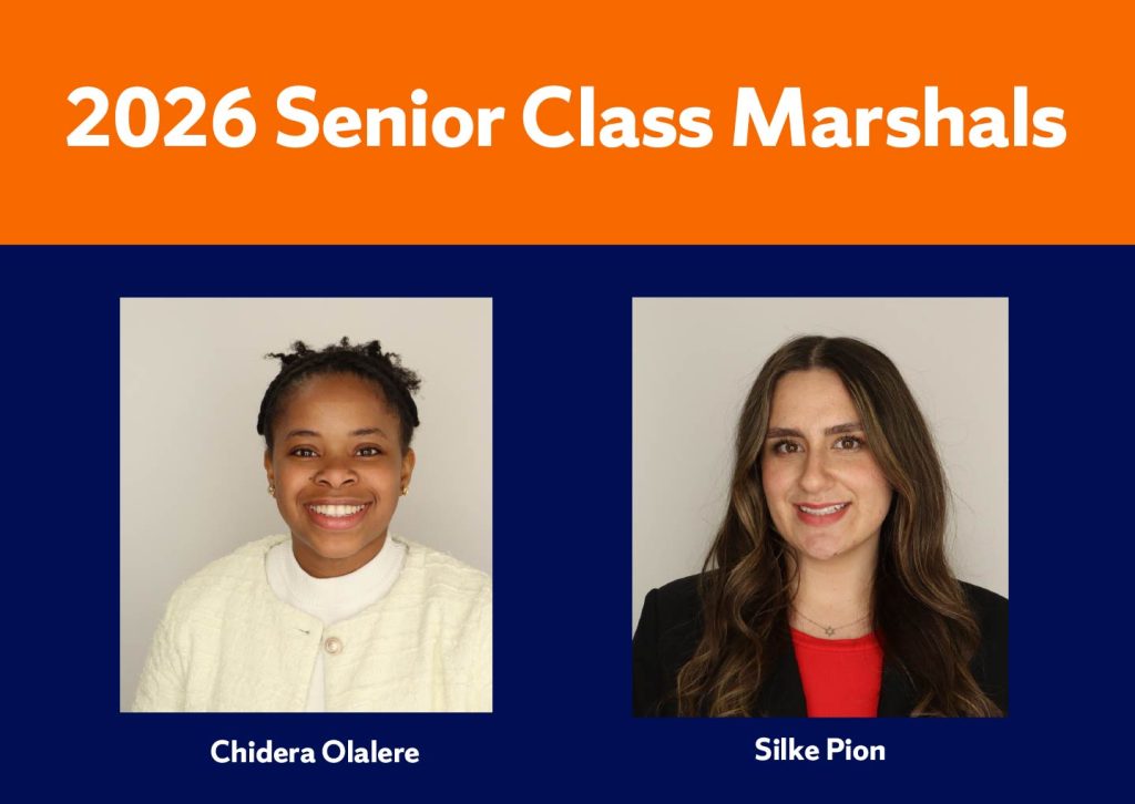 2026 Senior Class Marshals. Chidera Olalere, Silke Pion