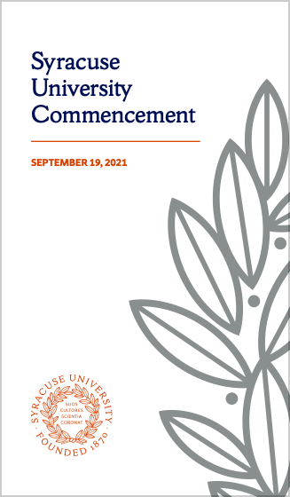 Syracuse University Commencement September 19, 2021 Program Cover