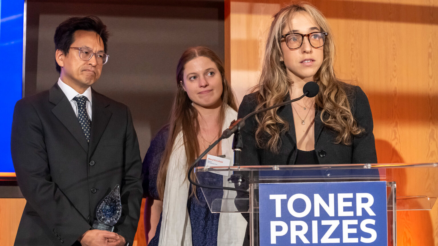 Washington Post writers accepting the toner Prize.