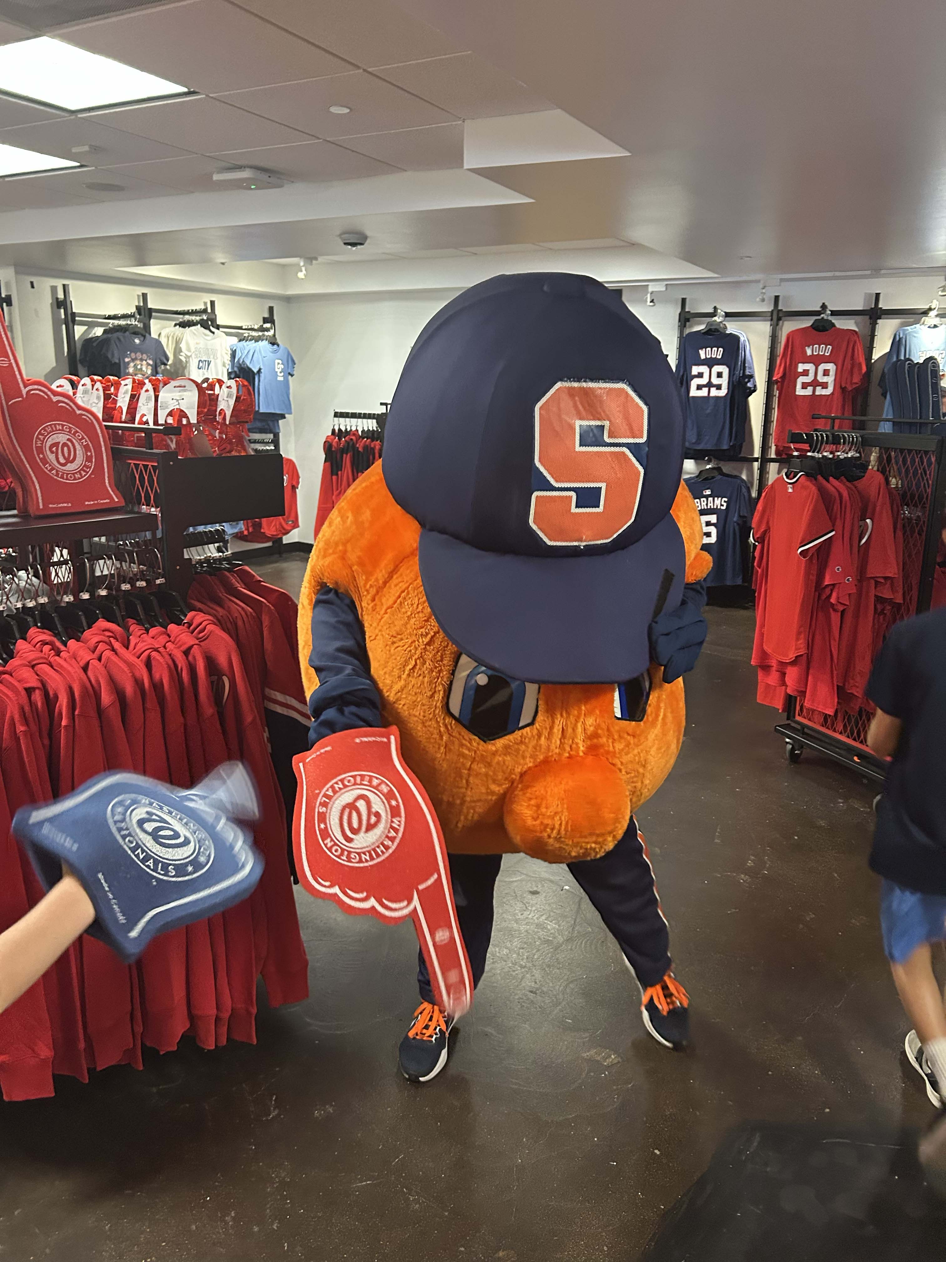 Otto with a big foam finger