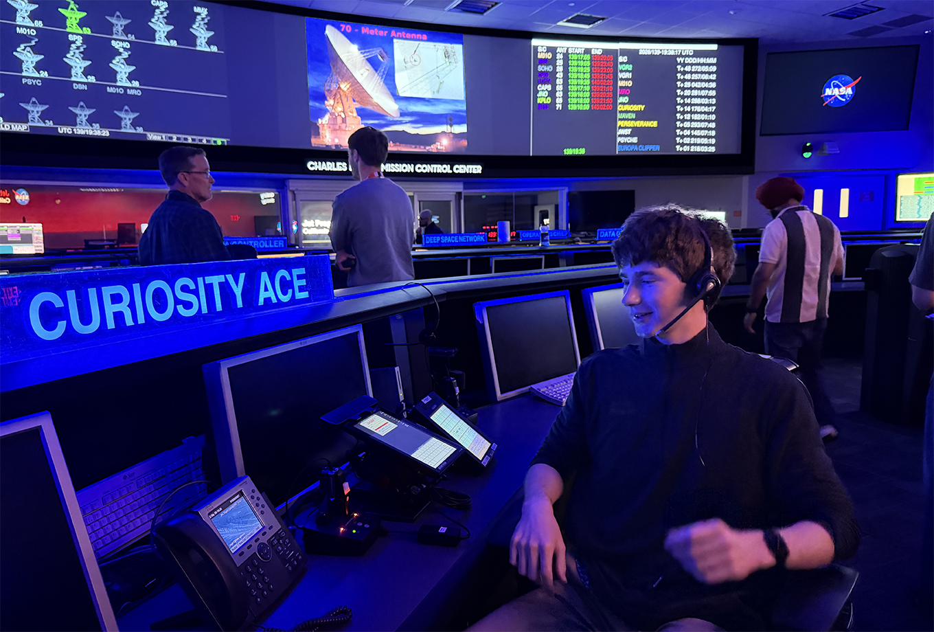 Andrew Uryniak in the Space Flight Operations Facility