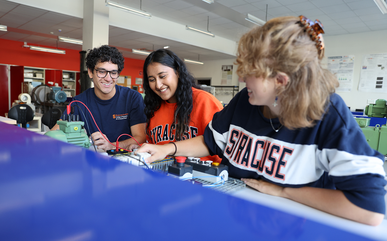 Students in an electrical engineering lab in Strasbourg, France
