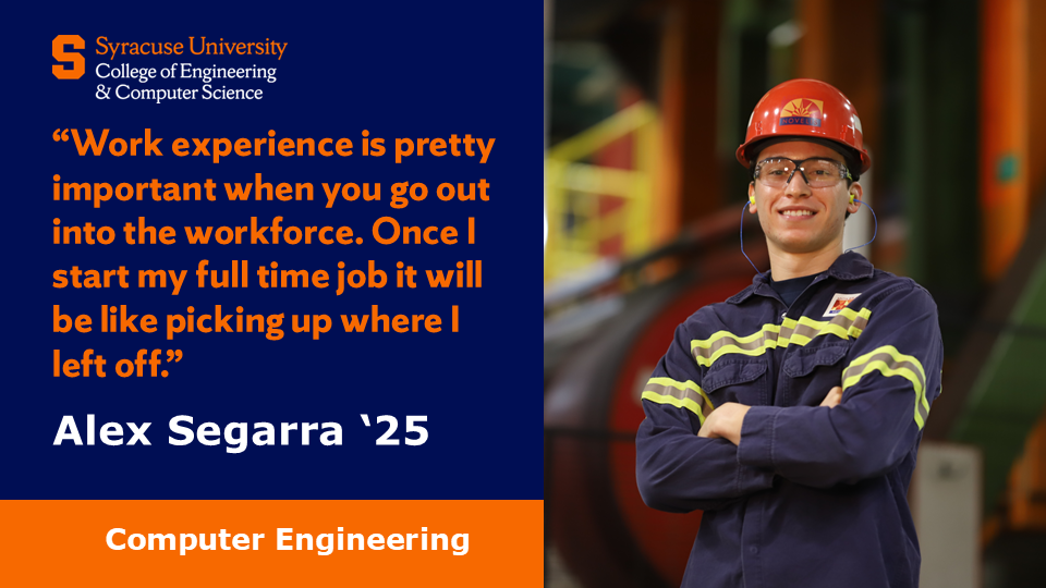 Computer engineering student Alex Segarra with quote