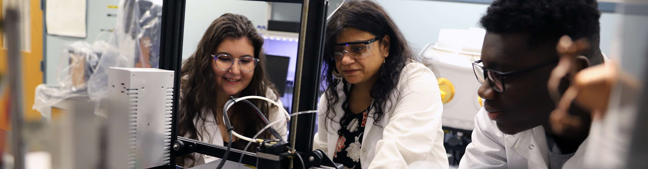 Biomedical and Chemical Engineering Professor Shikha Nangia with students