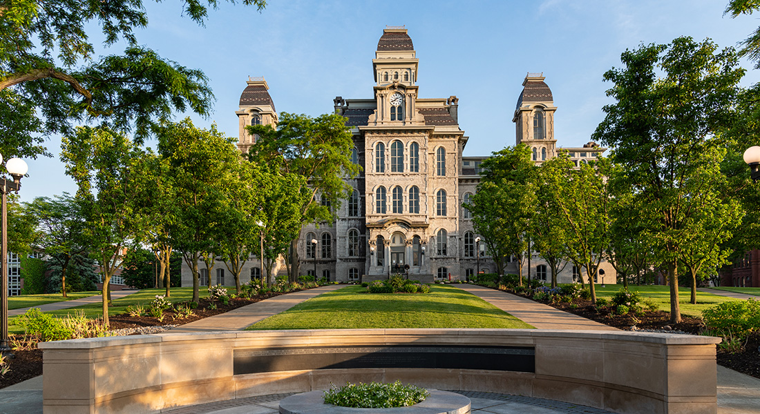 Exterior image of the Hall of Languages, the oldest building on the Syracuse University campus.