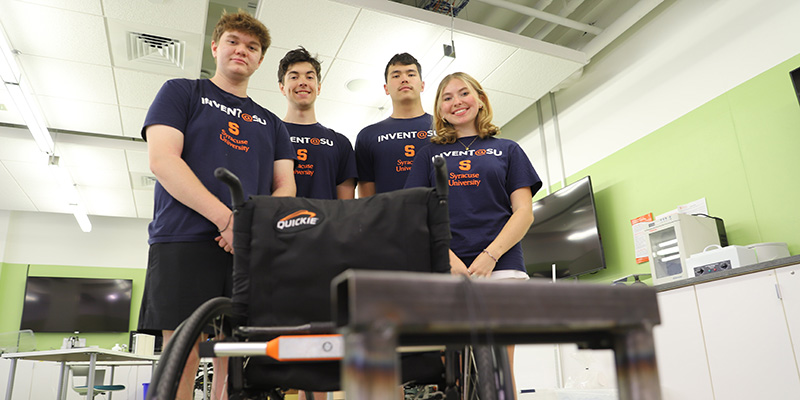 Team MagniClaw students Carter Thompson, Davis Hood, Matthew Pinto and Jennifer Mason