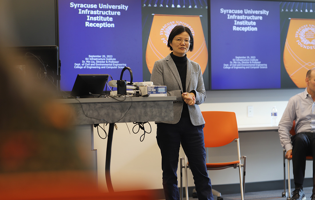 Min Liu at the Infrastructure Institute Kickoff Meeting