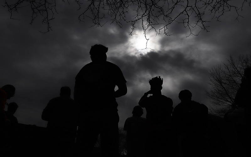 Students watching the total solar eclipse on April 8th, 2024