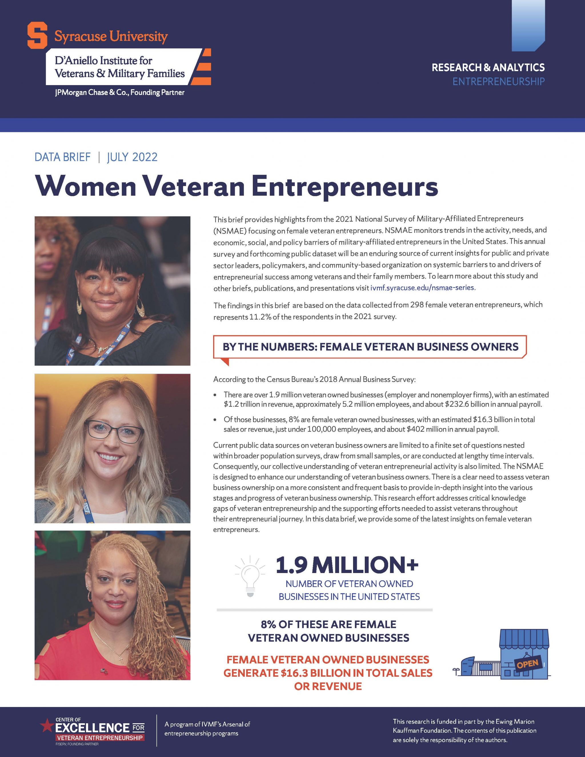 Thumbnail for data brief: Women Veteran Entrepreneurs