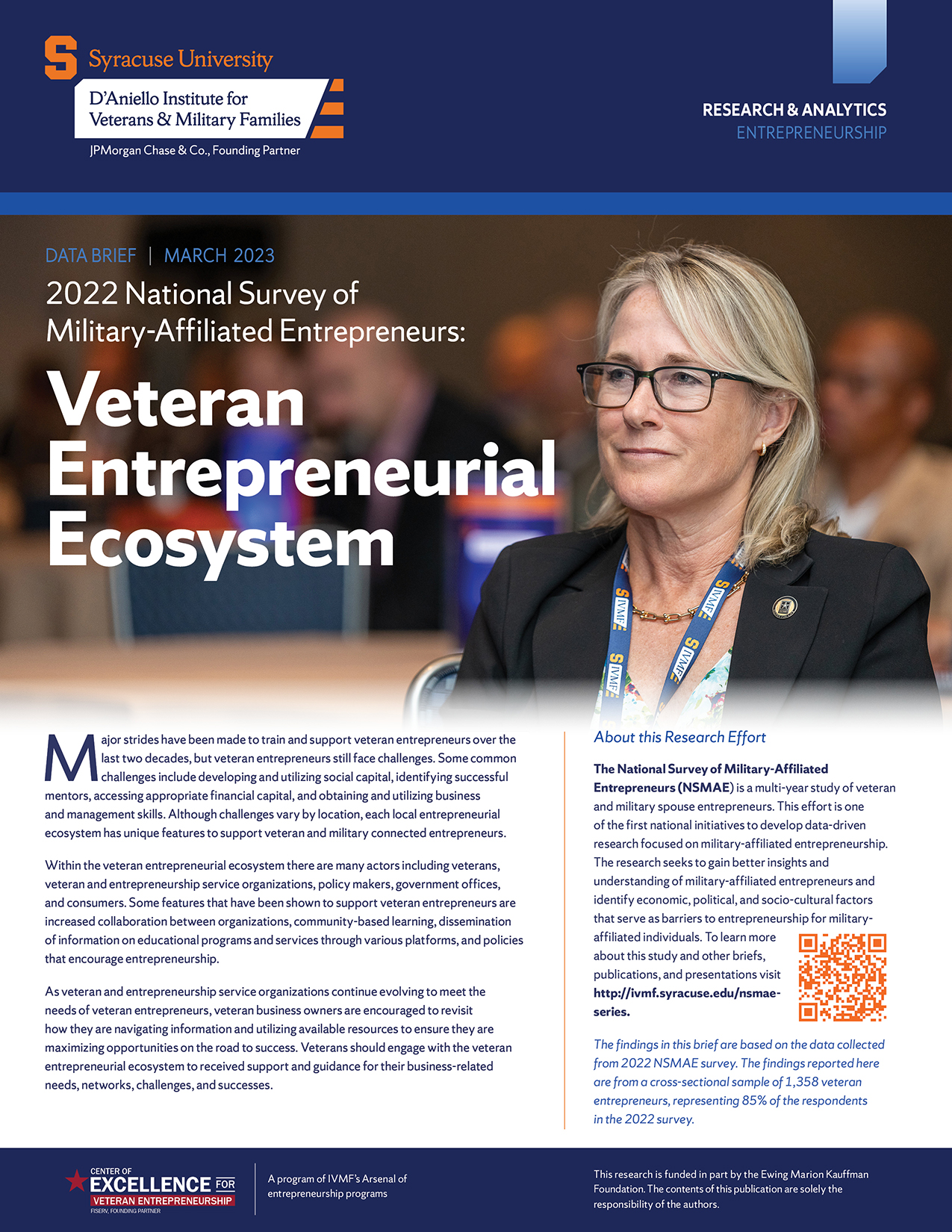 Thumbnail for data brief: 2022 National Survey of Military-Affiliated Entrepreneurs: Veteran Entrepreneurial Ecosystem