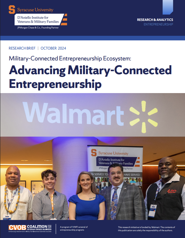 Cover of advancing military connected entrepreneurship