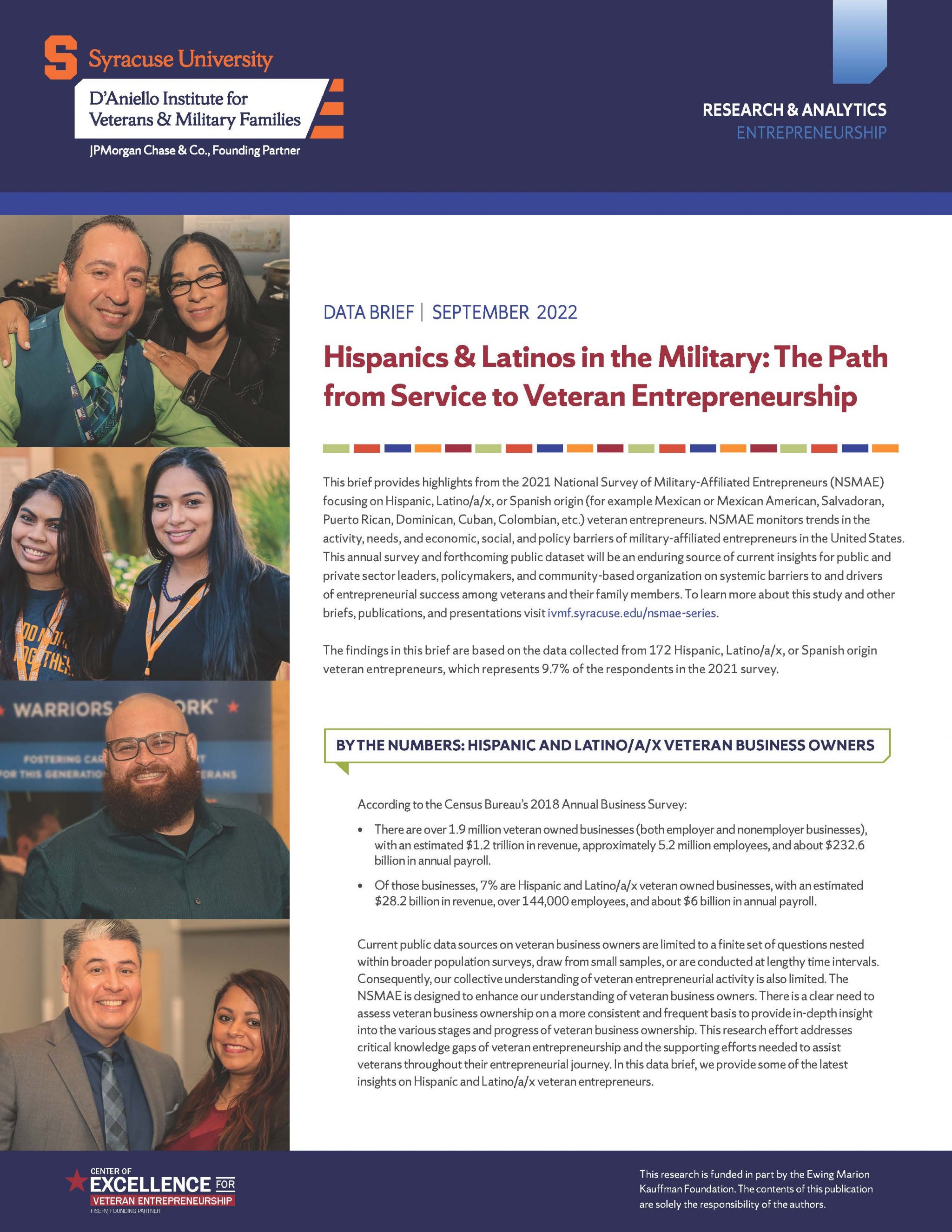 Thumbnail for research brief: Hispanics & Latinos in the Military: The Path from Service to Veteran Entrepreneurship