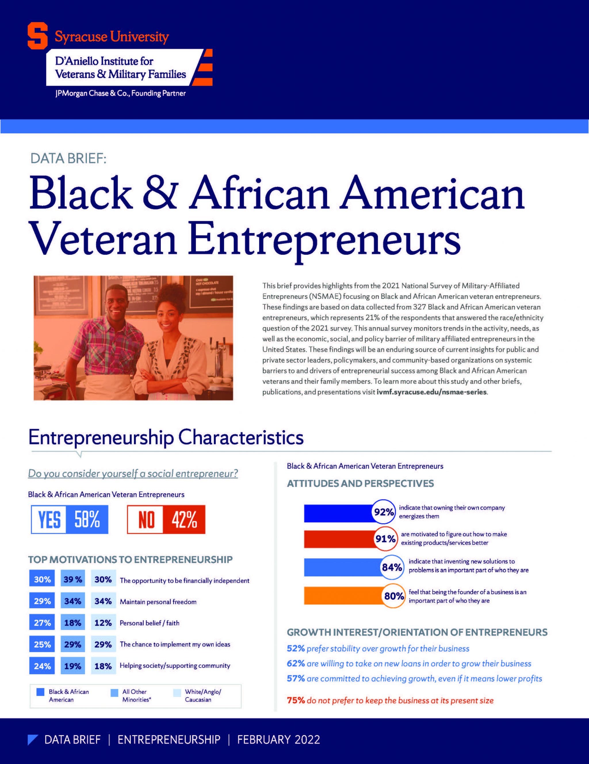 Thumbnail for data brief: Black and African American Veteran Entrepreneurs
