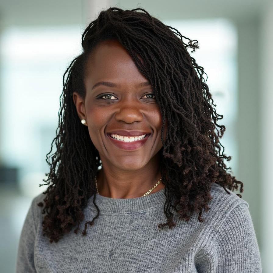 Military spouse and v-wise alum ebony porter poses with a smile for her professional portrait.