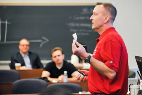 Chancellor Haynie teaching at EBV F.