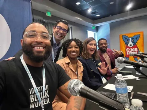 Jasmine Paul on a panel discussing businesses.
