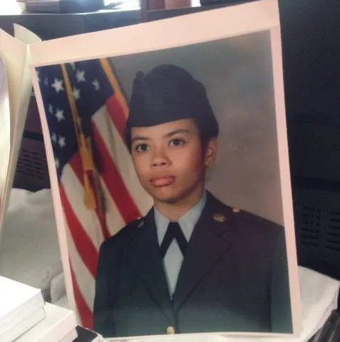Nicole Wallace in military uniform.