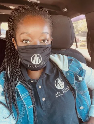 Stephanie Addo in covid mask.