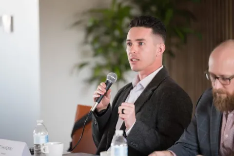 Man speaking at the Walmart roundtable.