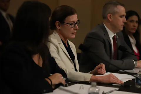 Barb Carson in DC providing testimony to veterans council.