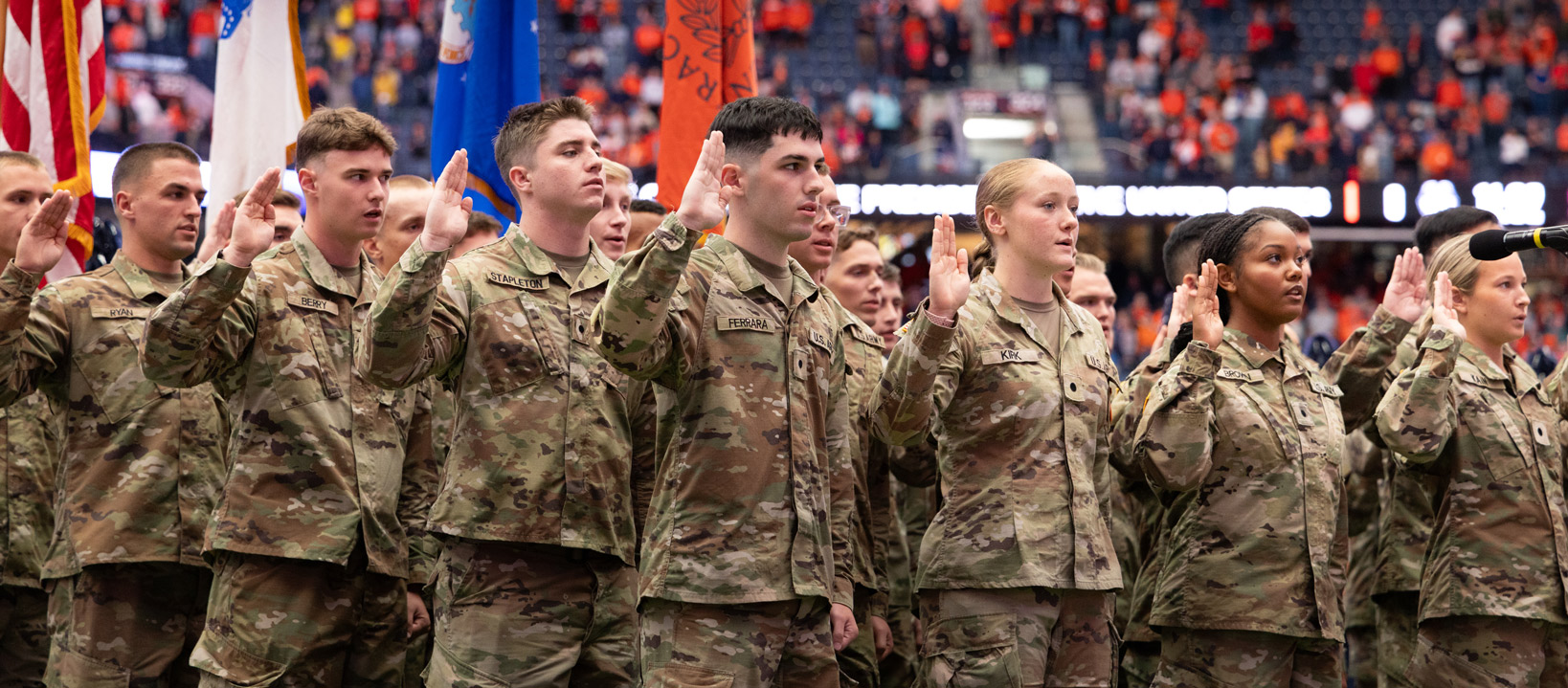 ROTC cadets at stars and stripes football game.