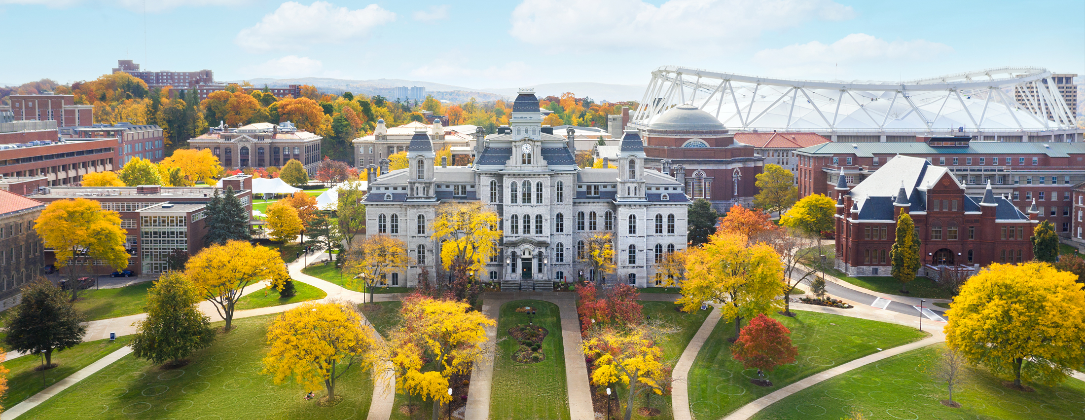 Syracuse University campus on a fall day.