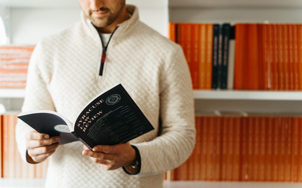 Noah reads an open Law Review
