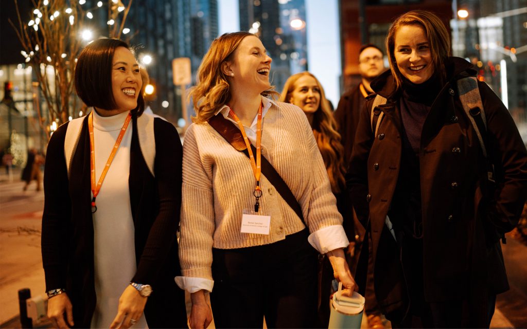 Amanda and classmates walk to dinner during the residency in Denver, Colorado in January 2024