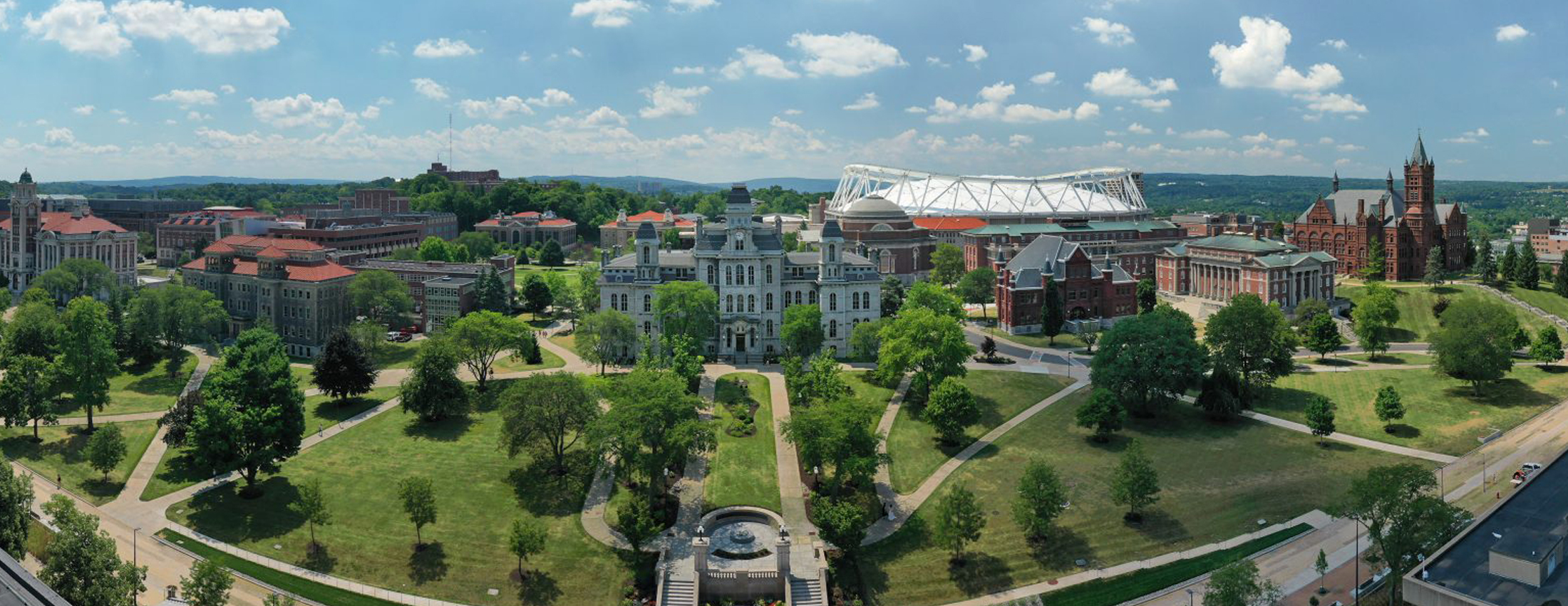 Aerial shot of Syracuse University campus