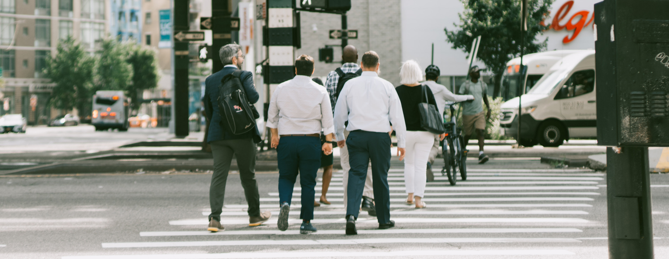 Students walking on the street in Queens, NY