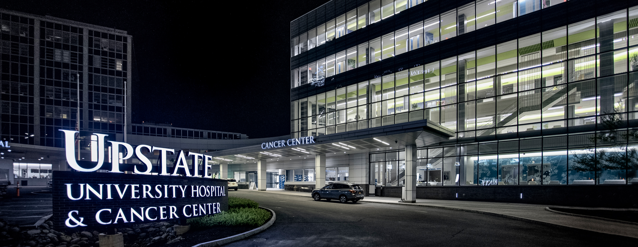 Upstate hospital at night