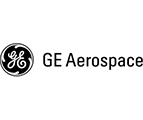 A black light bulb with the words "GE Aerospace" next to it as the logo for the company General Electric Aerospace. 