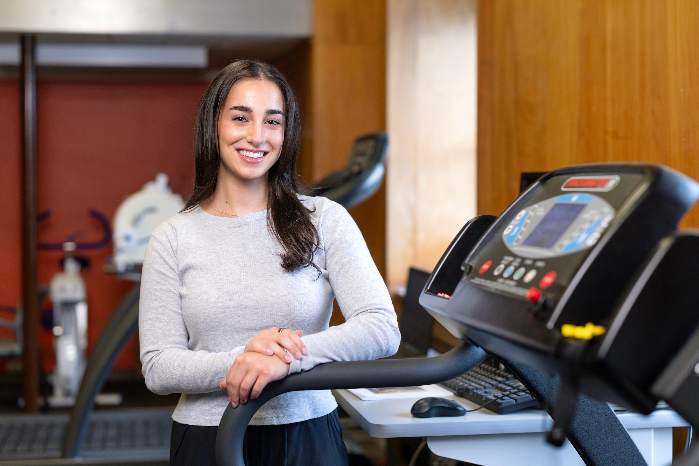 Falk College of Sport student Zoe Rubin pictured in one of the Exercise Science labs in the Women&rsquo;s Building. 