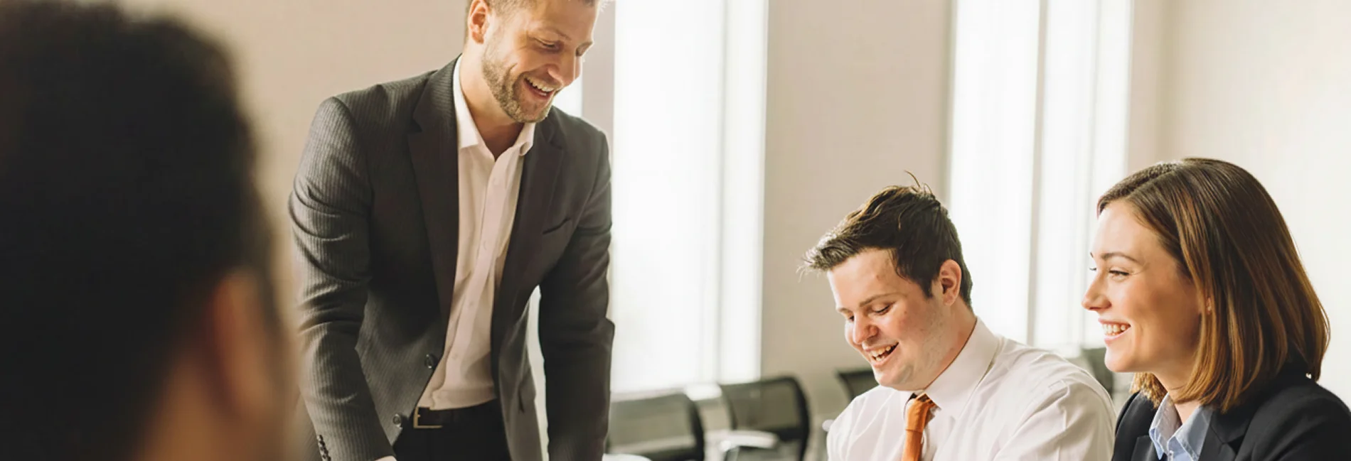 Group of business people working together