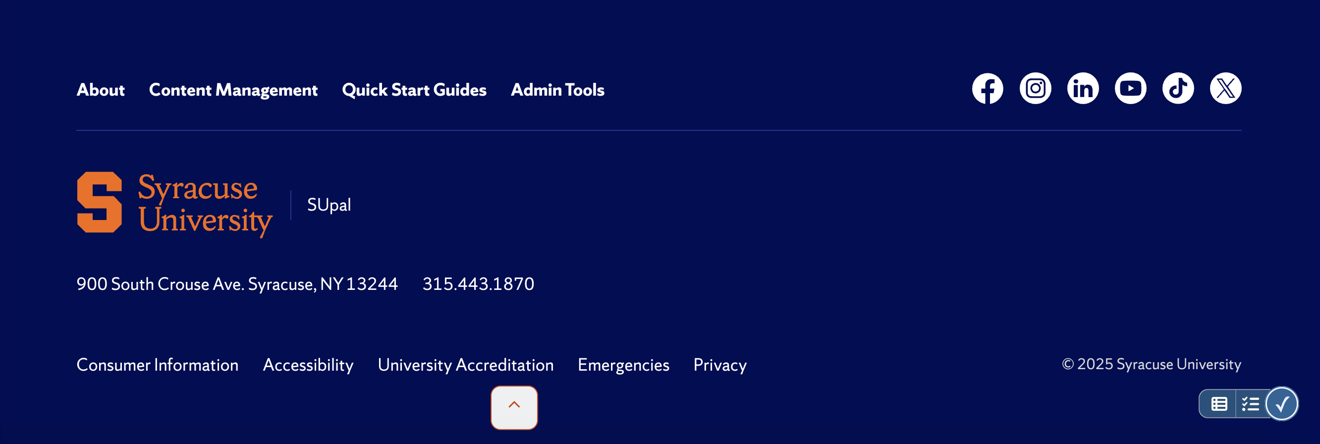 Footer example of Syracuse University. 