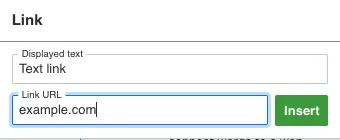 Example of how to add link text in the Drupal CMS system. 
