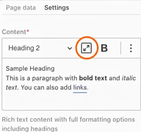 Screen shot of the SUpal editor showing the full screen option