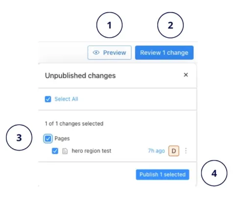 Screenshot of the content publishing modal