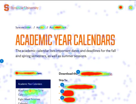 Web page showing eye tracking data in an "F" shape